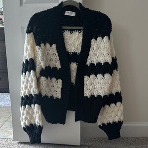 Carly Jean Los Angeles Black and Cream Cardigan